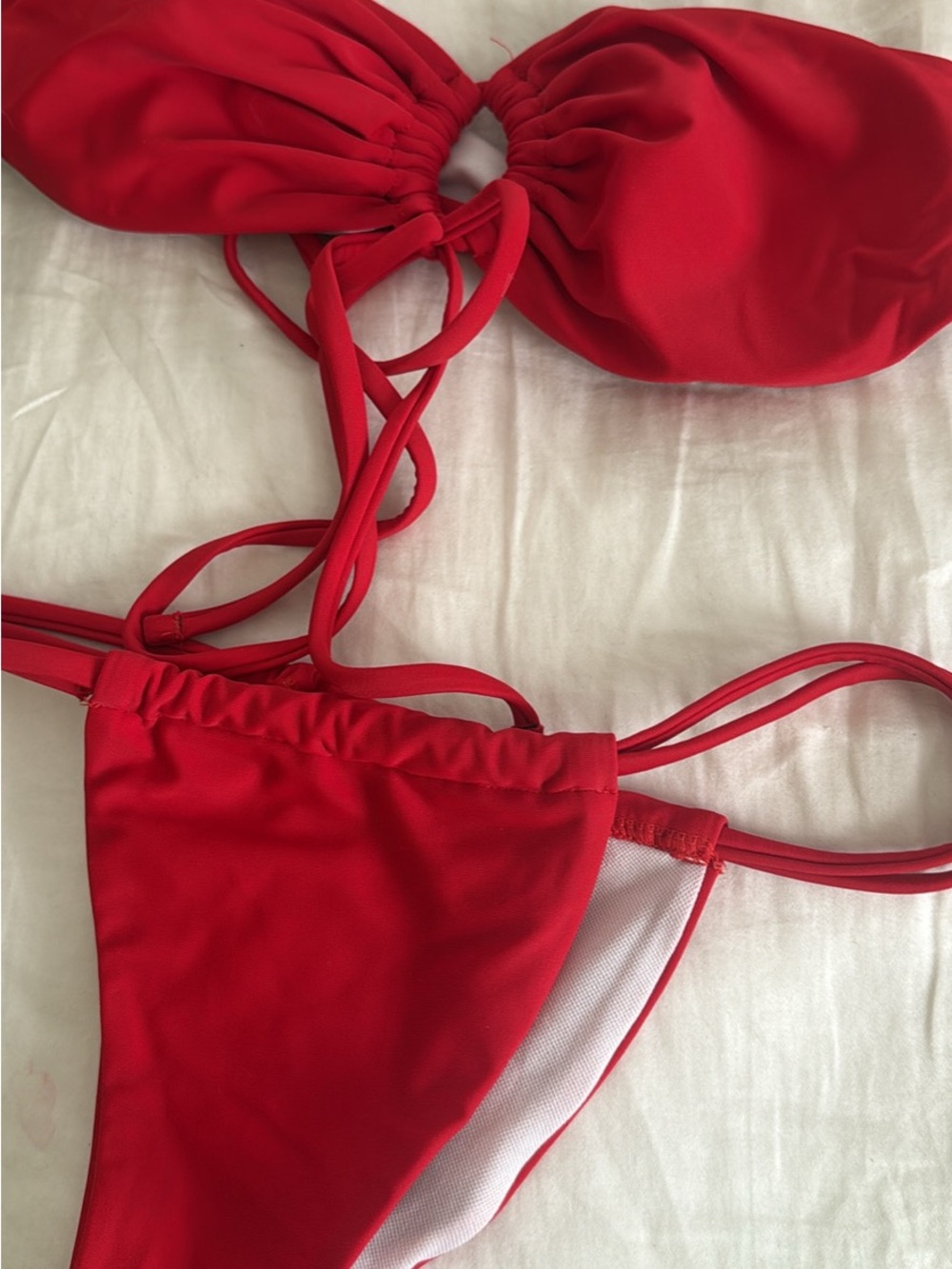 Red Bandeau String Bikini Set - Picture 2 of 2